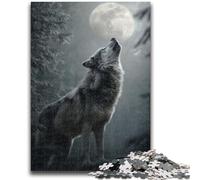Jigsaw Puzzles for Adults Teenagers Jigsaws Puzzle Wolf Under The Moon for Age 14+ Educational Games For Adults And Teenagers Artwork Gift 26x38cm