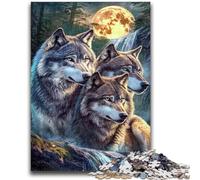 Jigsaw Puzzles for Adults Teenagers Jigsaws Puzzle Wolf Under The Moon Vibrant And Unique Design Relaxing & Challenging Puzzle Experience 50x75cm