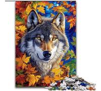 Jigsaw Puzzles for Adults Teenagers Jigsaws Puzzle Wolves And Fallen Leaves, Stress Relief with Fully Interlocking Randomly Shaped Pieces for And 14 Years Old 26x38cm