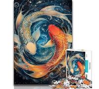 Jigsaw Puzzles for Adults Teenagers Jigsaws Puzzle Yin Yang Koi,Educational Games Home Decoration Birthday Present,Gifts,Wall Art (38x26cm)