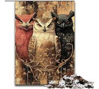 Jigsaw Puzzles for Adults Three Owls, Stress Reliever Difficult Challenge Secret Santa Gifts for Age 14 Years Up (Size 26x38cm)