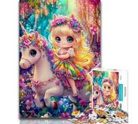 Jigsaw Puzzles for Adults Unicorn And Girl Adult Jigsaw,Family Game Stress Reliever Difficult Challenge Suitable for Couples 75x50cm