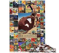 Jigsaw Puzzles for Adults Vintage Travel Wall Art 1000 Pieces Puzzle Toys for Adults& Teens Age 12 Years Up Cardboard Puzzles Gift for Adults and Kids Size: 26x38cm
