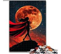 Jigsaw Puzzles for Adults Warrior Girl Under The Moon, Family Game Stress Reliever Difficult Challenge A Work of Art for Ages 14+ (Size 26x38cm)