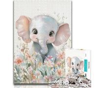 Jigsaw Puzzles for Adults Watercolor Elephant Adult Jigsaw,Family Game Stress Reliever Difficult Challenge Suitable for Couples 26x38cm