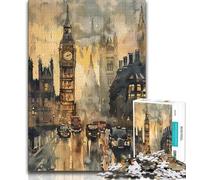 Jigsaw Puzzles for Adults Watercolor London Big Ben 1000 Piece Puzzle,Learning Educational Toys Family Games Gifts for Friends And Family (size 75x50cm)