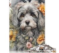 Jigsaw Puzzles for Adults Watercolor Painting Flower Dog 1000 Piece Puzzle Wooden Puzzle for Adults And Age 18 Years Up Challenging Game Puzzles 1000pcs (75x50cm)