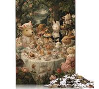 Jigsaw Puzzles for Adults Whimsical Forest Tea Party Puzzles for Adults 500 Pieces Creative Wooden Puzzles Intellectual Toy Family Games 500pcs (52x38cm)