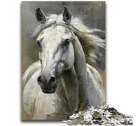 Jigsaw Puzzles for Adults White Horse Teenager Puzzles,Challenging Family Activity Games DIY Toy for Home Wall Decor Gifts (38x26cm)