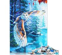 Jigsaw Puzzles For Adults Winter Owl Paper Puzzle 1000 Piece Creative Rectangular Jigsaw Brain Teasers Game 1000pcs (75x50cm)