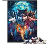 Jigsaw Puzzles for Adults Wolf Dream Catcher Wooden Jigsaw Puzzles 50X75CM Home Decor Brain Teaser Game for Teenagers & Family Interaction
