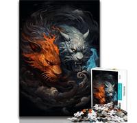 Jigsaw Puzzles for Adults Ying Yang Dragon And Tiger 1000 Piece Puzzle,Toys Educational Games Stress Relieving Unique Birthday And Gifts 75x50cm