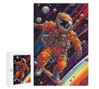 Jigsaw Puzzles for Adults1000 PCS Astronaut Snowboarding in Space Puzzle for Adults Fun Games Wall Decoration Deal As Gifts for The Whole Family 1000 PCS
