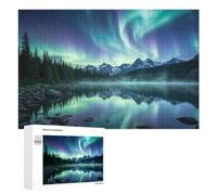 Jigsaw Puzzles for Adults1000 PCS Aurora Borealis over Mountain Lake Jigsaw for Adults Family Games But Fun And Humorous Help The Brain Exercise 1000 PCS