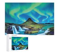 Jigsaw Puzzles for Adults1000 PCS Aurora Borealis Over Waterfall Teenagers Puzzles Anti-Stress Toys Presents for Women Fun Activities at Home 1000 PCS