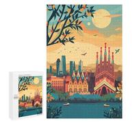 Jigsaw Puzzles for Adults1000 PCS Barcelona Skyline Adult Puzzles Brain Teaser Game Home Decoration Help The Brain Exercise 1000 PCS