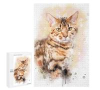 Jigsaw Puzzles for Adults1000 PCS Bengal Cat Watercolor Jigsaws for Adults Family Games Presents for Women Unique Birthday And Gifts 1000 PCS