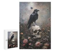 Jigsaw Puzzles for Adults1000 PCS Black Crow On Skull Puzzle for Adults DIY Toys Staycation Kill Time Fun at Home Activities, 1000 PCS
