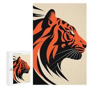 Jigsaw Puzzles for Adults1000 PCS Bold Tiger Vector Portrait in Red And Black Design Adult Puzzles Brain Teaser Game Home Decoration Help The Brain Exercise 1000 PCS