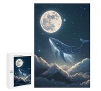 Jigsaw Puzzles for Adults1000 PCS Celestial Whale in Starry Night Sky Adult Puzzles Brain Teaser Game Home Decoration Help The Brain Exercise 1000 PCS