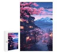 Jigsaw Puzzles for Adults1000 PCS Cherry Blossom Townscape Jigsaw for Adults Brain Teaser Game Pattern Assembly Unique Birthday And Gifts 1000 PCS