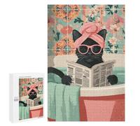 Jigsaw Puzzles for Adults1000 PCS Chill Cat in Bathtub Adult Jigsaw Puzzles For Family Fun Fun Activities at Home Challenging Family Fun Game 1000 PCS