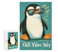 Jigsaw Puzzles for Adults1000 PCS Chill Penguin with Sunglasses Illustration Jigsaw for Adults Brain Teaser Game Pattern Assembly Unique Birthday And Gifts 1000 PCS