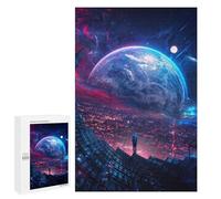 Jigsaw Puzzles for Adults1000 PCS Cityscape Under A Cosmic Sky Adult Jigsaw Puzzle Hands-on Game But Fun And Humorous Stress Reduction Gifts 1000 PCS