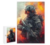 Jigsaw Puzzles for Adults1000 PCS Combat Soldier with Rifle Jigsaws for Adults Puzzle Family Activities Fun Activities at Home Gifts for Friends And Family 1000 PCS