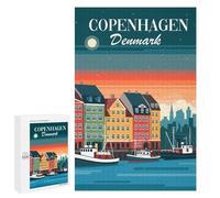 Jigsaw Puzzles for Adults1000 PCS Copenhagen Denmark Skyline Adult Puzzles Brain Teaser Game Home Decoration Help The Brain Exercise 1000 PCS