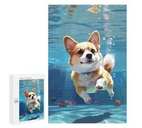 Jigsaw Puzzles for Adults1000 PCS Corgi Dog Swimming Jigsaws for Adults DIY Toys Wall Art Unique Birthday And Xmas Gifts 1000 PCS