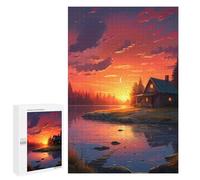 Jigsaw Puzzles for Adults1000 PCS Cozy Cabin Sunset Reflections Jigsaw for Adults Brain Teaser Game Pattern Assembly Unique Birthday And Gifts 1000 PCS