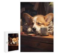 Jigsaw Puzzles for Adults1000 PCS Cute Dog Corgi Coffee Cozy Jigsaws for Adults DIY Toys Wall Art Unique Birthday And Xmas Gifts 1000 PCS