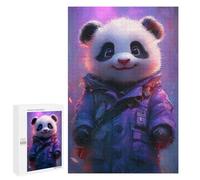 Jigsaw Puzzles for Adults1000 PCS Cute Panda in Purple Coat Puzzle for Adults DIY Toys Staycation Kill Time Fun at Home Activities, 1000 PCS