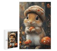 Jigsaw Puzzles for Adults1000 PCS Cute Squirrel with Mushroom Hat Jigsaw for Adults Brain Teaser Game Pattern Assembly Unique Birthday And Gifts 1000 PCS