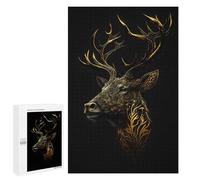 Jigsaw Puzzles for Adults1000 PCS Deer Gold Black Poster Jigsaws for Adults DIY Toys Wall Art Unique Birthday And Xmas Gifts 1000 PCS