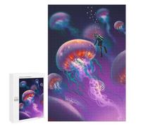 Jigsaw Puzzles for Adults1000 PCS Dive Among Glowing Jellyfish Jigsaws for Adults DIY Toys Wall Art Unique Birthday And Xmas Gifts 1000 PCS