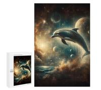 Jigsaw Puzzles for Adults1000 PCS Dolphin in Space Jigsaw for Adults Brain Teaser Game Pattern Assembly Unique Birthday And Gifts 1000 PCS