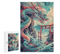 Jigsaw Puzzles for Adults1000 PCS Dragon Torii Gate Waves Jigsaws for Adults Puzzle Family Activities Fun Activities at Home Gifts for Friends And Family 1000 PCS