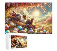 Jigsaw Puzzles for Adults1000 PCS Easter Bunny with Eggs-4 Teenagers Puzzles Anti-Stress Toys Presents for Women Fun Activities at Home 1000 PCS