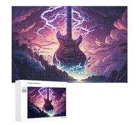Jigsaw Puzzles for Adults1000 PCS Electric Guitar Lightning Storm-4 Jigsaws for Adults DIY Toys Wall Art Unique Birthday And Xmas Gifts 1000 PCS