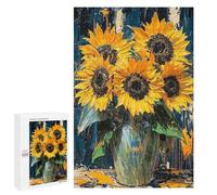 Jigsaw Puzzles for Adults1000 PCS Expressionist Sunflowers - Bold Contemporary Art Reinterpretation Adult Puzzles Brain Teaser Game Home Decoration Help The Brain Exercise 1000 PCS