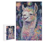 Jigsaw Puzzles for Adults1000 PCS Floral Llama - Vibrant Fine Art Portrait Puzzle for Adults DIY Toys Staycation Kill Time Fun at Home Activities, 1000 PCS