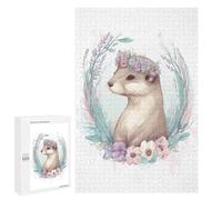 Jigsaw Puzzles for Adults1000 PCS Floral Watercolor Otter Puzzle for Adults Fun Games Wall Decoration Deal As Gifts for The Whole Family 1000 PCS