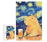 Jigsaw Puzzles for Adults1000 PCS Funny Capybara Beer Starry Night Adult Puzzles Brain Teaser Game Home Decoration Help The Brain Exercise 1000 PCS