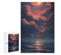 Jigsaw Puzzles for Adults1000 PCS Galactic Sunset Over Ocean Jigsaw for Adults Brain Teaser Game Pattern Assembly Unique Birthday And Gifts 1000 PCS
