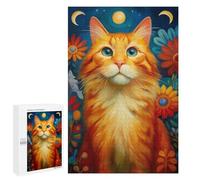 Jigsaw Puzzles for Adults1000 PCS Ginger Cat with Flowers Jigsaws for Adults Puzzle Family Activities Fun Activities at Home Gifts for Friends And Family 1000 PCS