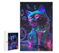 Jigsaw Puzzles for Adults1000 PCS Glowing Neon Cat Artwork Adult Jigsaw Puzzle Hands-on Game But Fun And Humorous Stress Reduction Gifts 1000 PCS