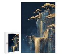 Jigsaw Puzzles for Adults1000 PCS Golden Mountain Waterfall Art Print Adult Jigsaw Puzzles For Family Fun Fun Activities at Home Challenging Family Fun Game 1000 PCS