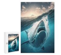 Jigsaw Puzzles for Adults1000 PCS Great White Shark Attack Adult Jigsaw Puzzle Hands-on Game But Fun And Humorous Stress Reduction Gifts 1000 PCS